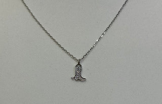 small western boot pendant necklace with spur detail everyday jewelry