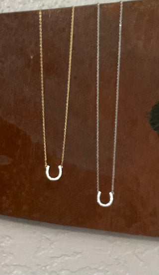 delicate cz horseshoe pendant necklace layered everyday jewelry