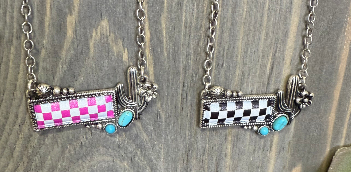 Cactus Check Necklace
