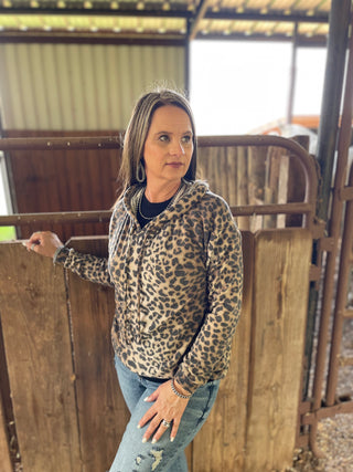 Leopard Fleece Hoodie