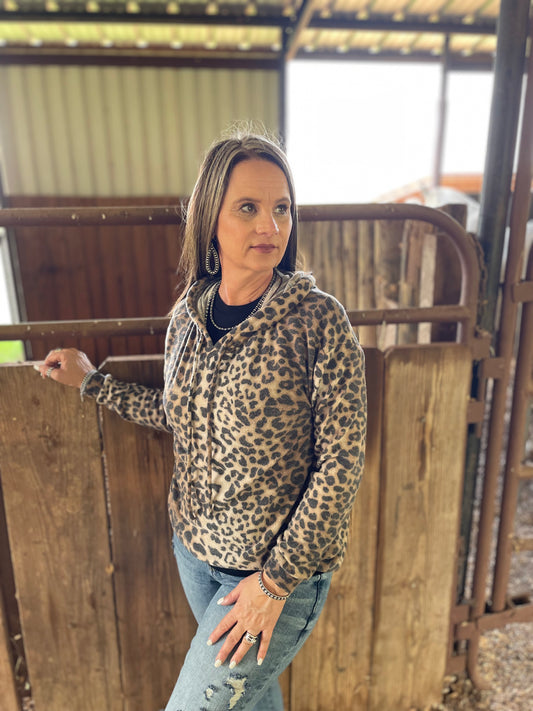 Leopard Fleece Hoodie
