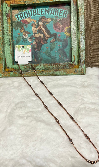 copper tone pearl necklace layered look boutique jewelry