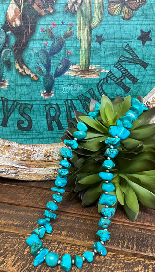 blue turquoise necklace bold western style