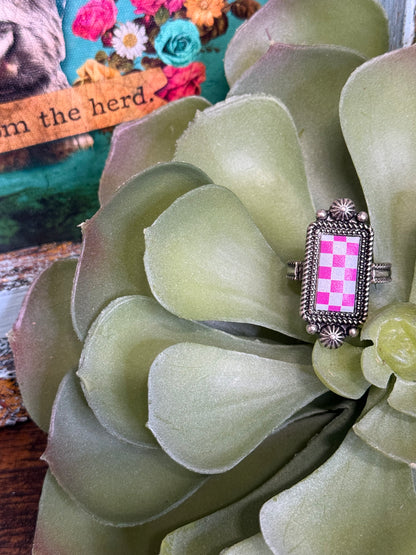 Checkered Charm Stretch Ring