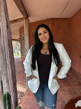 Rouched Sleeve Blazer