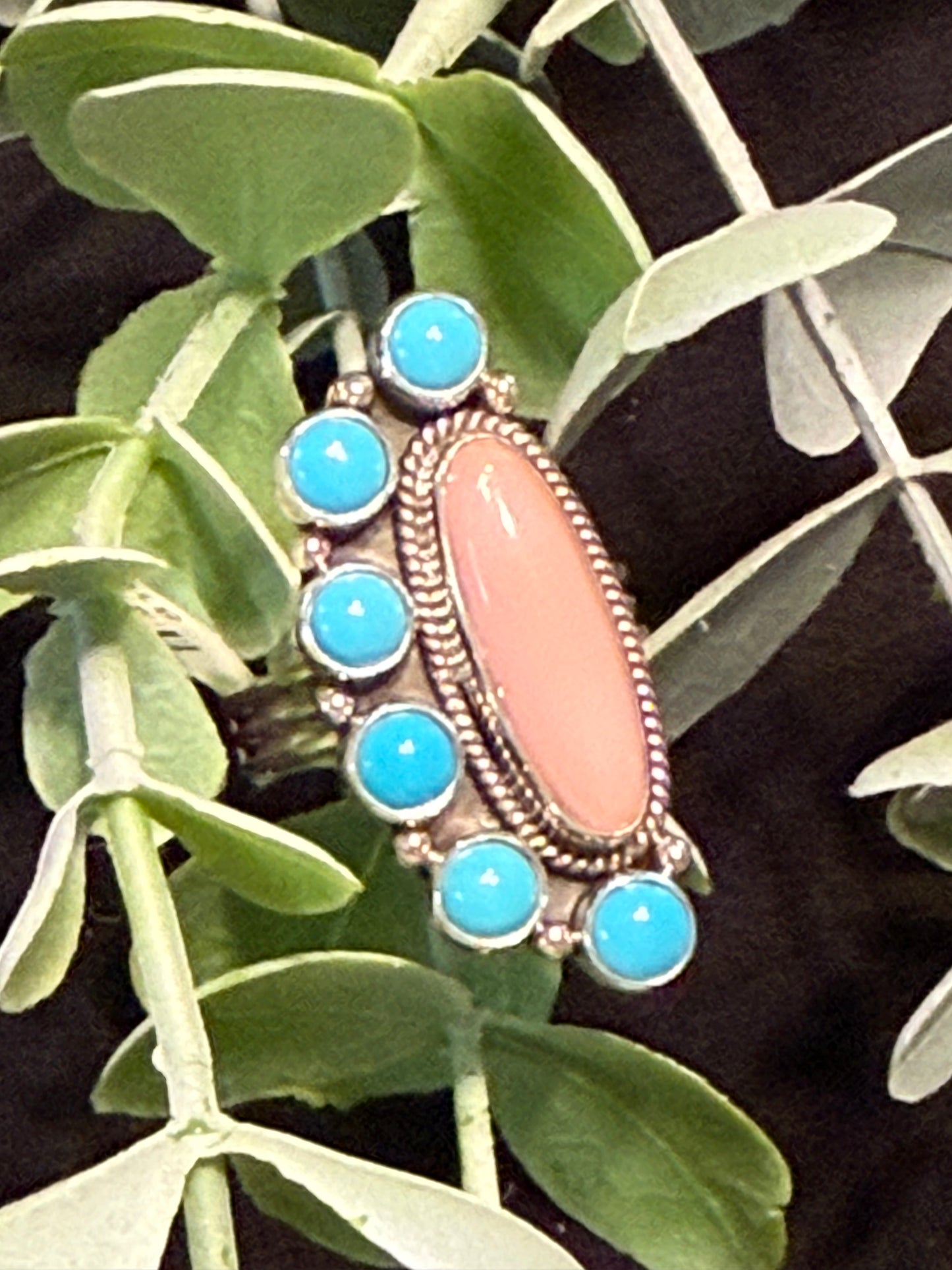 Harmony Pink Conch & Turquoise Ring