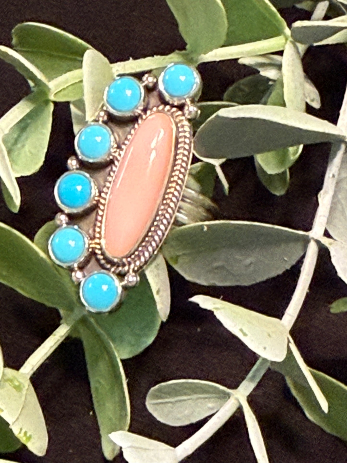 Harmony Pink Conch & Turquoise Ring