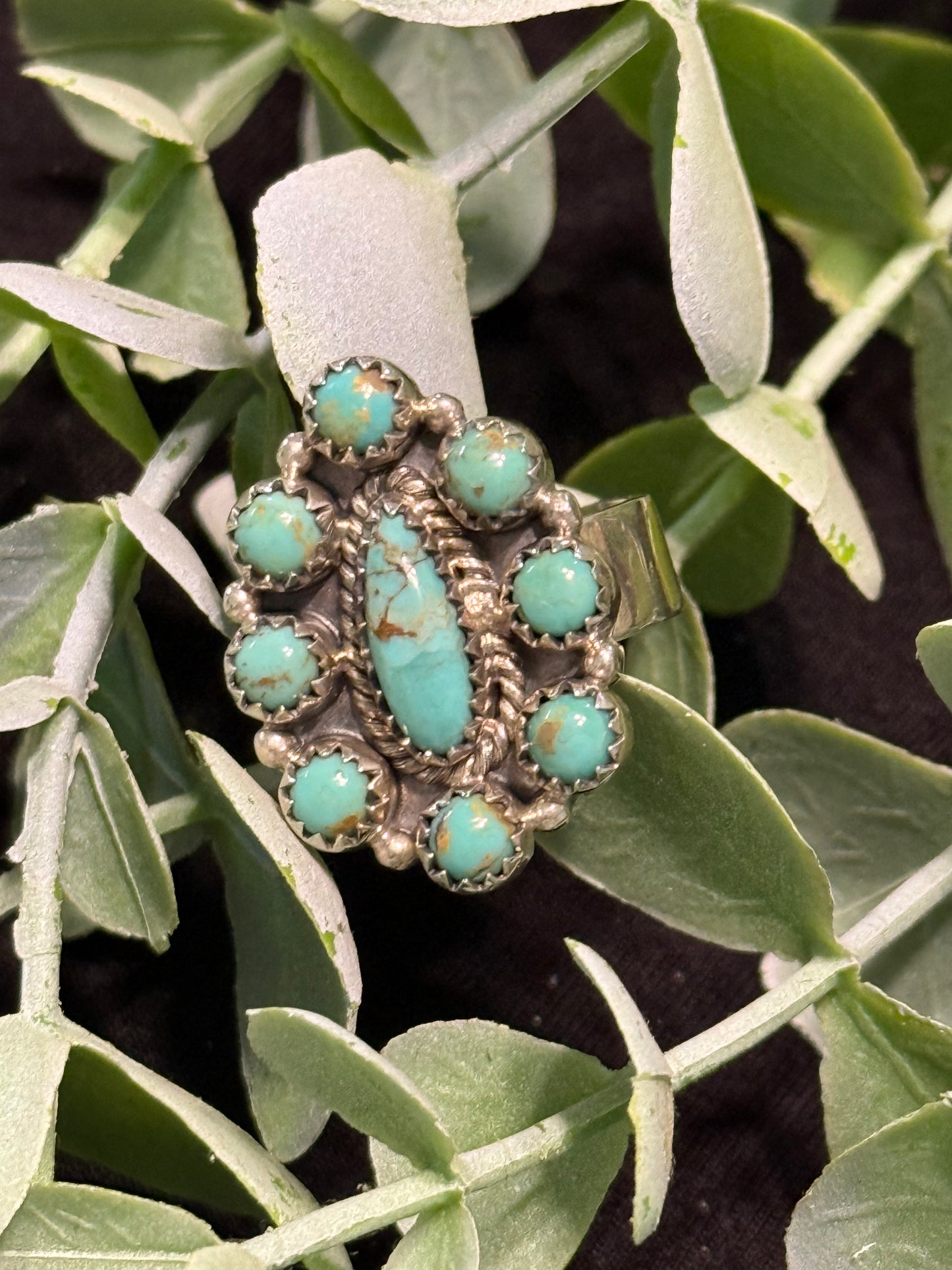 Blue Hollow Sterling & Turquoise Ring