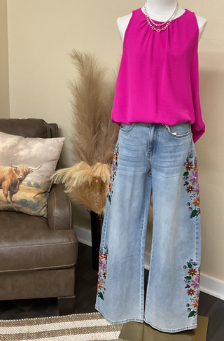 Painted Petals Embroidered Jeans