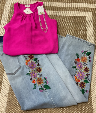 Painted Petals Embroidered Jeans