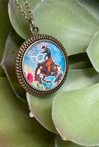 vintage style cowboy pendant necklace everyday western jewelry