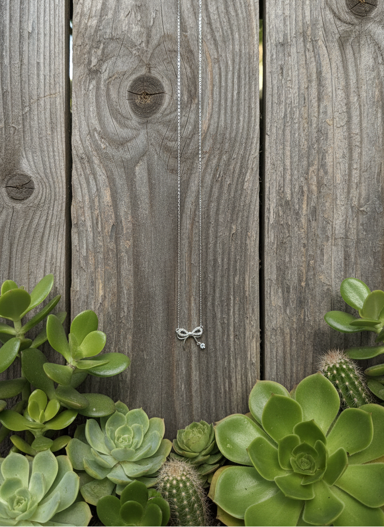 Sparklebound Sterling Bow Necklace