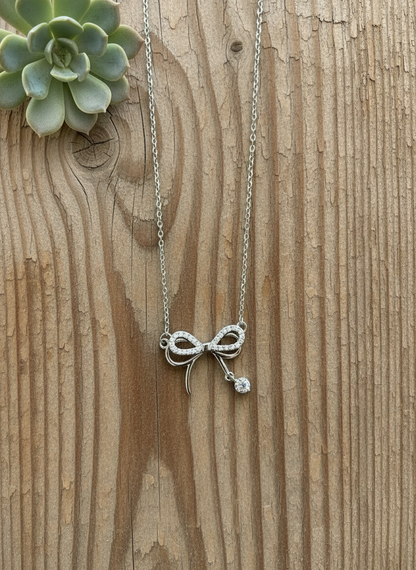 Sparklebound Sterling Bow Necklace