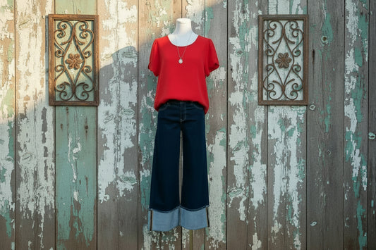 Risen Midnight Cuff Wide Leg Jeans