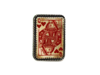 Western Vintage Heart Queen Card Cuff Ring