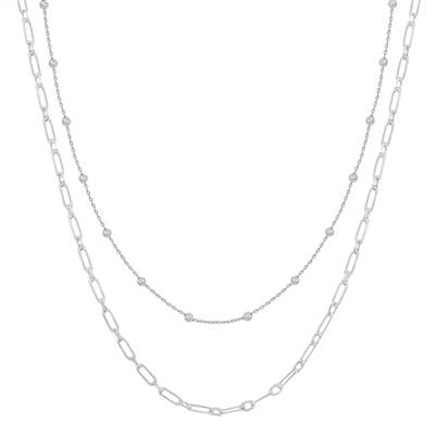 Water Resistant Silver Beaded and Silver Layered Necklace