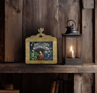 Rustic western wall decor with cowgirl illustration cactus and floral accents