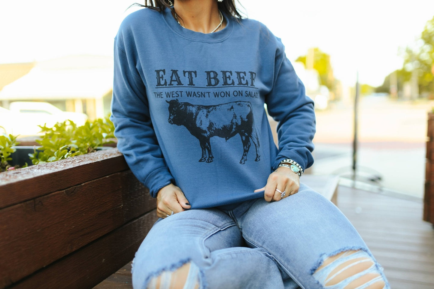 Eat Beef Graphic SweatshirtMultiS