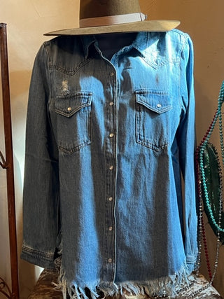 Distressed Denim Shirt