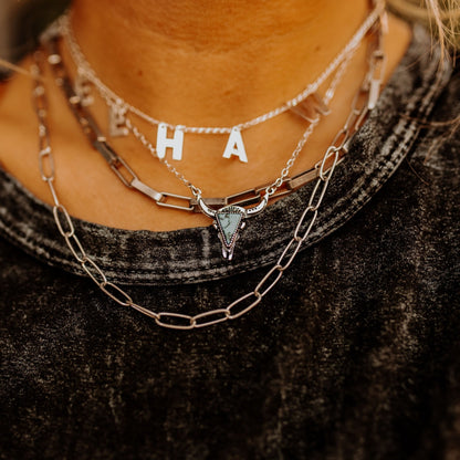 Turquoise Stone Steer NecklaceSilverOS